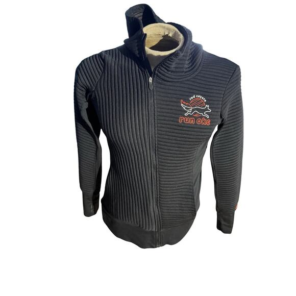 Brooks Run OKC Red Coyote Ribbed Full Zip Hoodie Black Women’s Medium - Picture 1 of 8